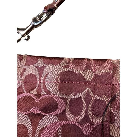 Coach Vintage Carly Optic Signature Maroon Canvas Leather Hobo Bag - Picture 5 of 12